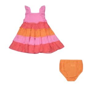 NWT Rare Editions Baby Girl‎ Colorblock Fit & Flare Dress Summer Colorful
